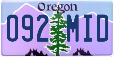 OR license plate 092MID