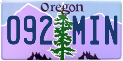 OR license plate 092MIN