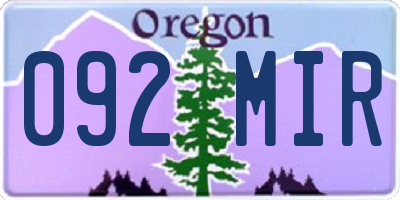 OR license plate 092MIR