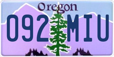 OR license plate 092MIU