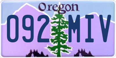 OR license plate 092MIV