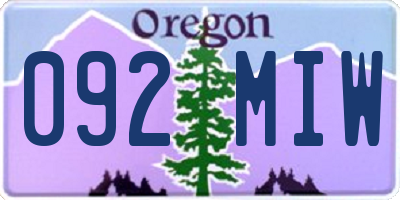OR license plate 092MIW