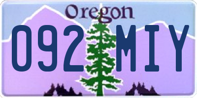 OR license plate 092MIY