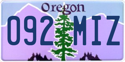 OR license plate 092MIZ