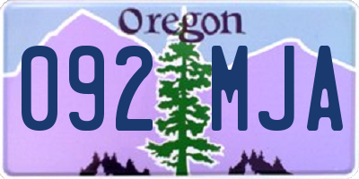 OR license plate 092MJA