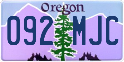 OR license plate 092MJC