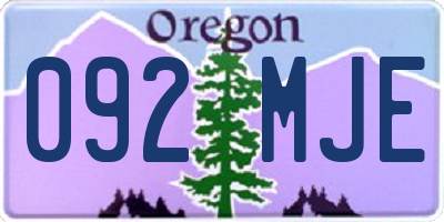 OR license plate 092MJE