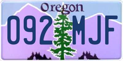 OR license plate 092MJF