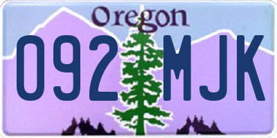 OR license plate 092MJK