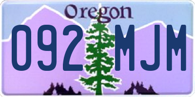 OR license plate 092MJM