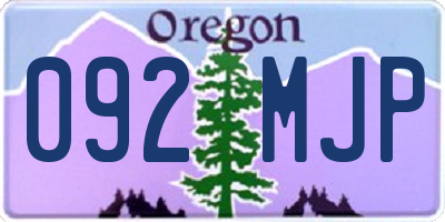 OR license plate 092MJP
