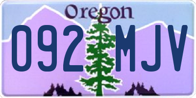 OR license plate 092MJV