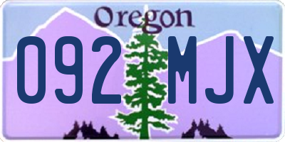 OR license plate 092MJX