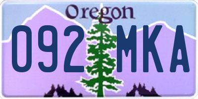 OR license plate 092MKA