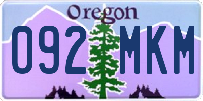 OR license plate 092MKM