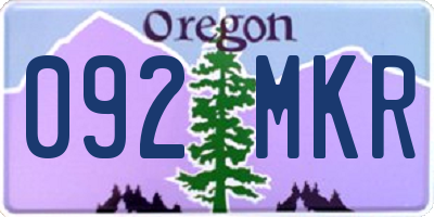 OR license plate 092MKR