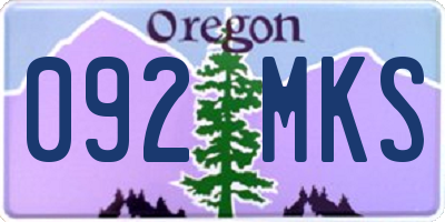 OR license plate 092MKS