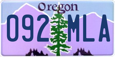 OR license plate 092MLA