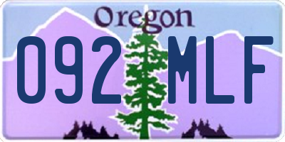 OR license plate 092MLF