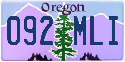OR license plate 092MLI