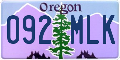 OR license plate 092MLK