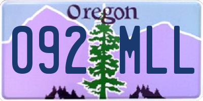 OR license plate 092MLL