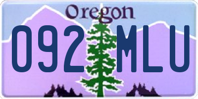 OR license plate 092MLU