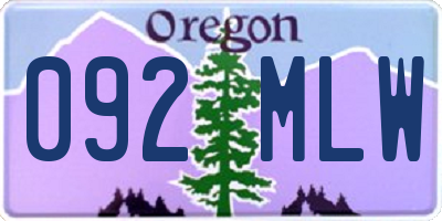 OR license plate 092MLW