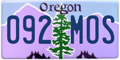 OR license plate 092MOS