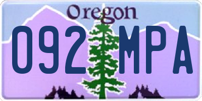 OR license plate 092MPA