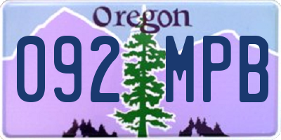 OR license plate 092MPB