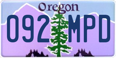 OR license plate 092MPD