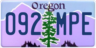 OR license plate 092MPE