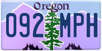 OR license plate 092MPH