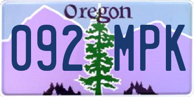 OR license plate 092MPK