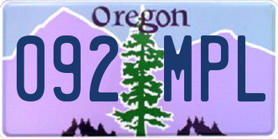 OR license plate 092MPL