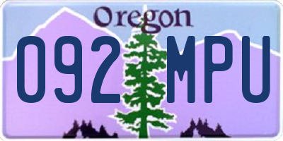 OR license plate 092MPU