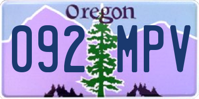 OR license plate 092MPV