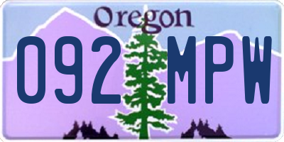 OR license plate 092MPW