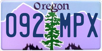 OR license plate 092MPX