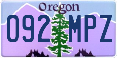 OR license plate 092MPZ