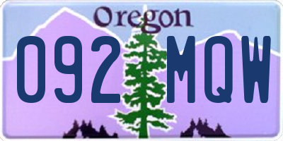 OR license plate 092MQW