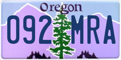 OR license plate 092MRA