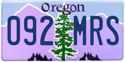 OR license plate 092MRS