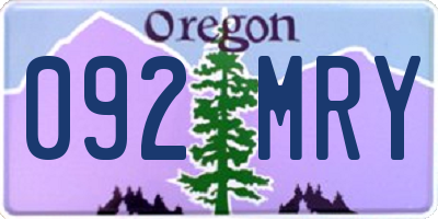 OR license plate 092MRY