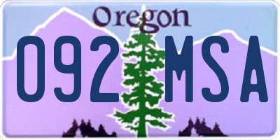 OR license plate 092MSA