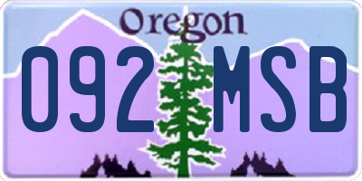 OR license plate 092MSB