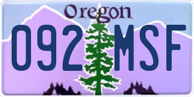 OR license plate 092MSF