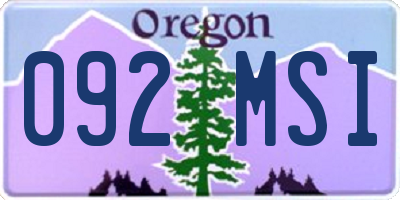OR license plate 092MSI