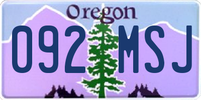 OR license plate 092MSJ